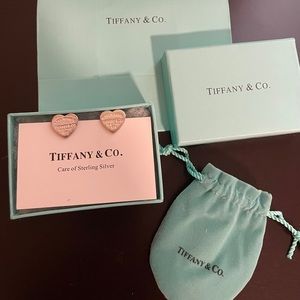 Mini Tiffany’s Heart Tag Stud Earrings